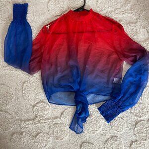 Akira Sheer RWB Cropped Blouse